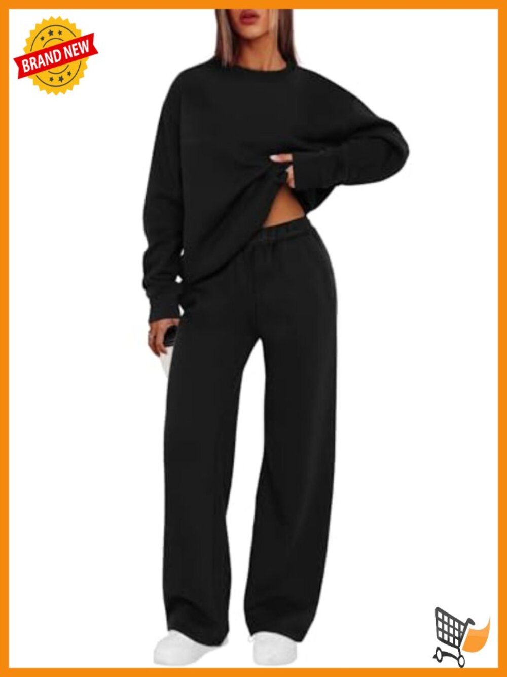 XIEERDUO 2 Piece Lounge Set Crewneck Sweatshirt Wide Leg Sweatpants Tracksuit